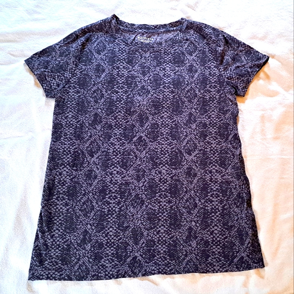 🖤🩶ATHLETA Organic Cotton Daily Snake Print Tee Black/Grey Size XXS